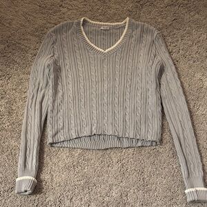 Brandy Melville Gray V-Neck Sweater